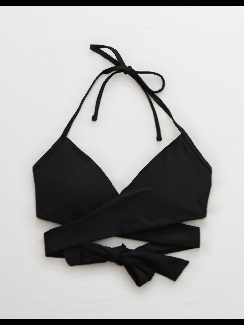 aerie Black Wrap Halter Bikini Top